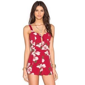 Privacy Please Red Floral Romper, Size S